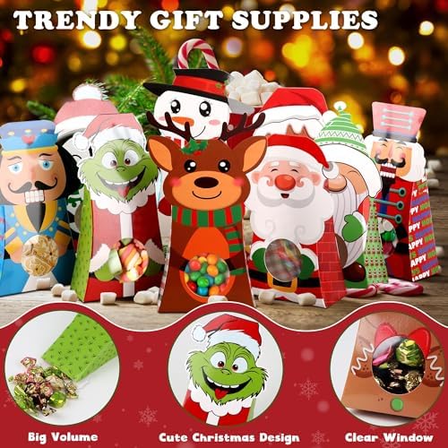 Giiffu 36Pcs Christmas Treat Boxes with Window 7.5x4x2 Inch