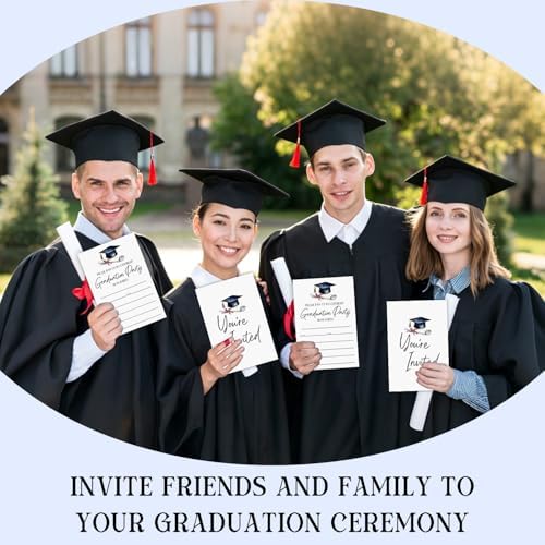 Classic Graduation Invitations 2026 with Envelopes - 20 Pack Class of 2026 Graduation Party Invitations, 4x6 Inch Fill-in Graduation Announcements for High School or College - A02