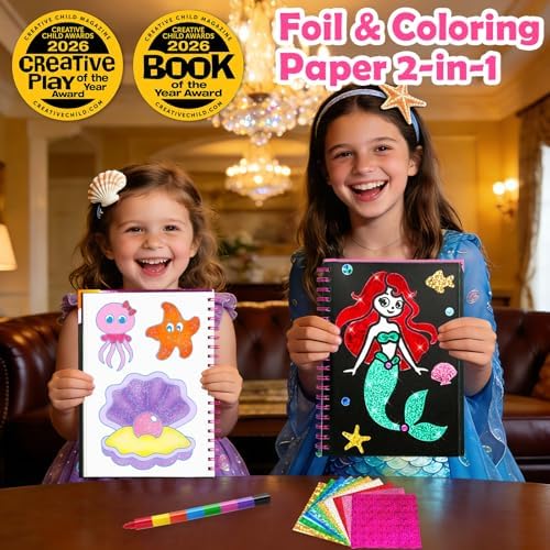 FUNNYB&G Foil Art Craft Kit for Kids, Sparkly Birthday Gift Toy for Girls