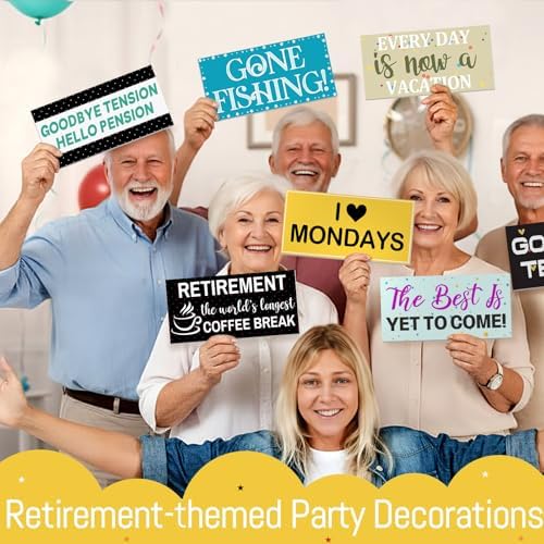 Beeveer 24 Designs Retirement Photo Booth Props, Double Sided PVC Signs