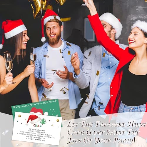 Christmas Scavenger Hunt Games Set, Xmas Treasure Hunt Clue Games for Friends Family, Winter Holiday Activities for Large Groups, Christmas Holiday Party Supplies Decorations, 01