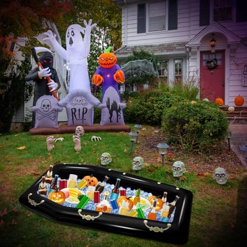 Aoriher Wednesday Party Decoration Halloween Purple Inflatable Coffin