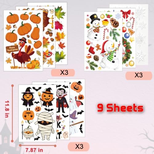Window Clings for Halloween, Thanksgiving, Christmas, Halloween Decor