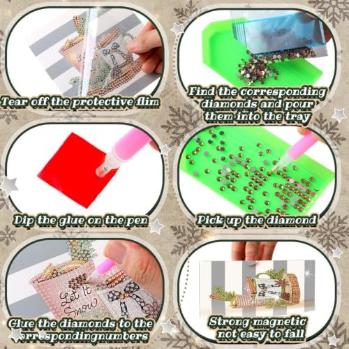 Saillong 12 Pack Neutral Christmas Diamond Painting Greeting Card Kits DIY Gray Christmas Diamond Art Cards with Envelopes Xmas 5D Rhinestones Painting Kit for Adults DIY Craft Family Friend Xmas Gift