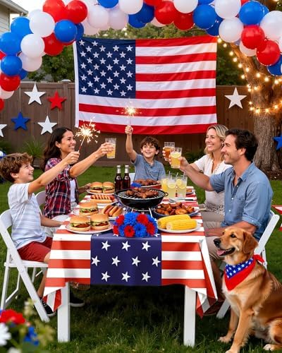 Pureegg 4th July Plastic Table Cloth Disposable 8 Pack 54 x 108 Inch