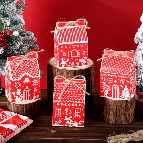 Zhanmai 48 Pcs Red Christmas Treat Boxes, Candy Containers