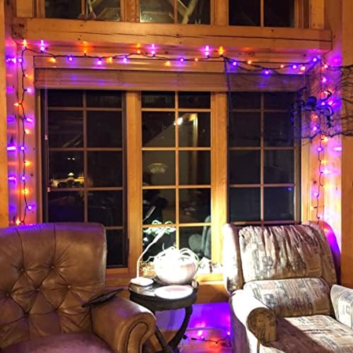 Dazzle Bright Halloween Fairy String Lights, 20FT 60 LED Copper Wire Battery Operated Waterproof Lights, Halloween Decorations for Indoor Home Outdoor Patio Yard Party Decor (Purple and Orange)