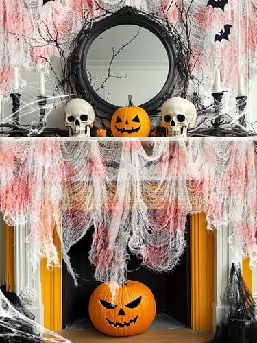 Biubee 5 Pack 30'' x 72'' Stretchy Blood Red Creepy Cloth Halloween Decor