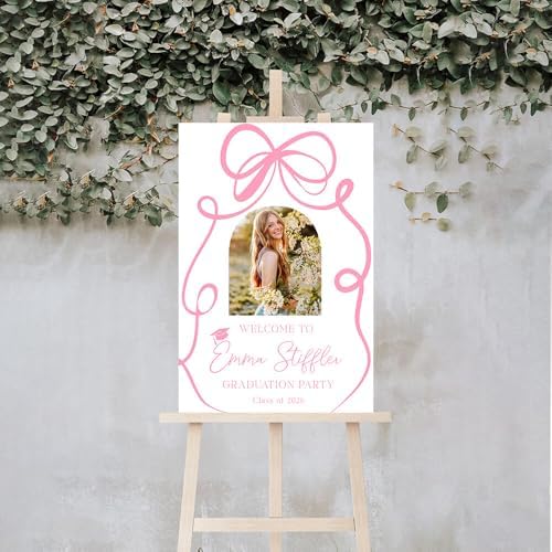 Personalized Bow Graduation Party Welcome Sign, Graduation Yard Signs Class Of 2026, Congrats 2026 Grad With Name, Senior Graduation Sign, College High School Graduation Sign, Pink Graduation Décor