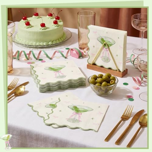 Natnarr 50 Pk Martini Napkins 6.5" Scalloped A Tini Bit Older Napkins