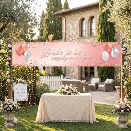Pink Bride To Be Banner Happily Ever After Bridal Shower Wedding Banner