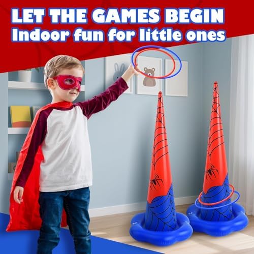 5 Pack Inflatable Spider Web Ring Toss Game, Birthday Party Games for Kids