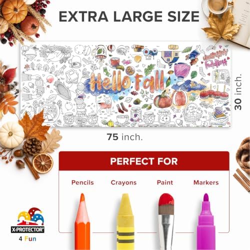 X-Protector Giant Fall Coloring Poster - 75"x30" Large Coloring Sheets