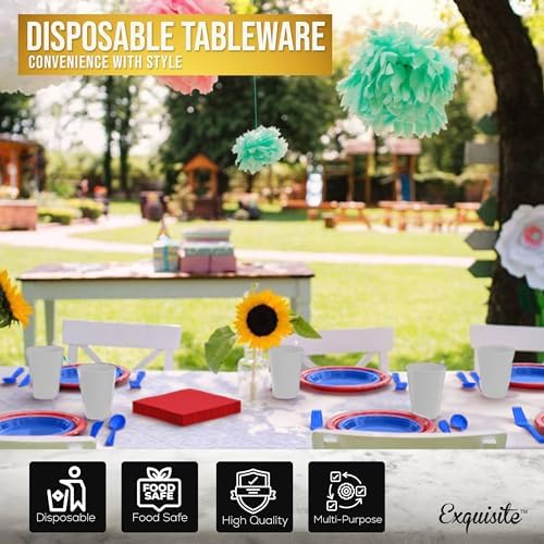 Exquisite 350 Pcs Patriotic Plates and Napkins Party Supplies Plate Sets