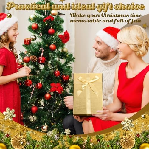 Cholemy 6 Pcs Christmas Nesting Gift Box, Vintage Style, Golden