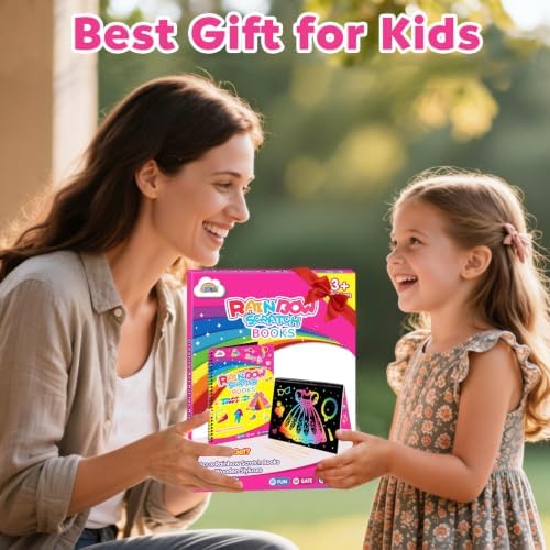 ZMLM Scratch Paper Art-Crafts Gift: 2 Pack Rainbow Notebooks Supplies Toys