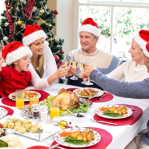 Uiifan 100 Pcs 9 Inch Merry Christmas Paper Plates, Red White Holiday Decor