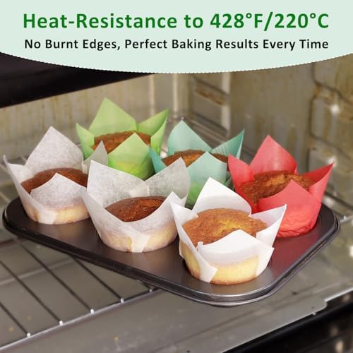 Caperci 150pcs White Tulip Cupcake Liners for Baking Parchment Muffin Cups