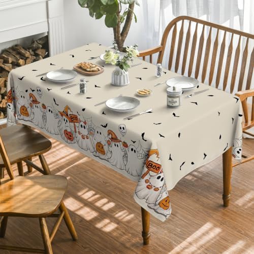 Horaldaily Halloween Tablecloth 60 x 120 Inch Rectangular Black Bat Ghost