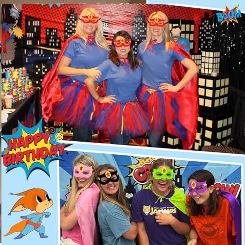 iROLEWIN Adult Super-Hero-Capes and Masks as Halloween Superhero Costumes