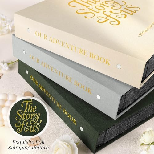 Lanpn Couple Photo Album 4x6 600 Pockets - The Story of Us, Linen Large Wedding Anniversary Picture Albums Book Horizontal Vertical Photo for Newlywed Engagement Love Stories Valentine's Day (Green)