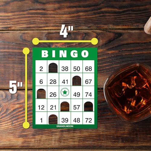 GRANDLMOON Large Size 80 Bingo Calling Cards and 200 Reusable Portable Windowed Bingo Game Cards Set in Vibrant Colors No Chips Needed (1-75 Version, Vol 1)