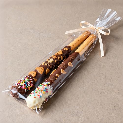 Yotelab Pretzel Rod Bags, 3x11 In Cellophane Treat Bags With Ties, 100Pcs