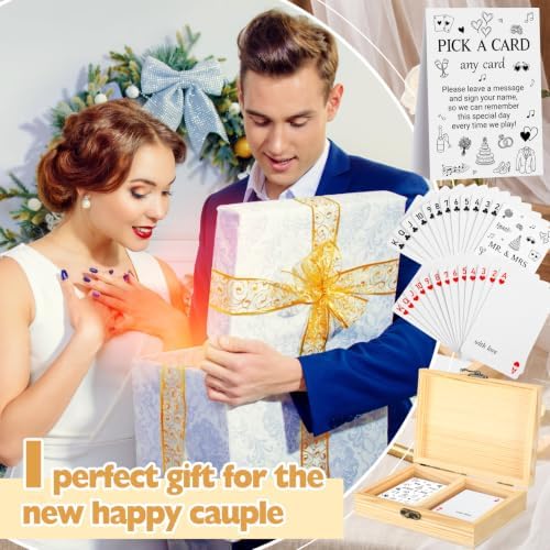 AceOrbit 57 Pack Wedding Party Guest Book Playing Cards Set with Wooden Box