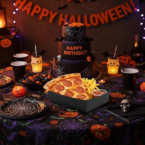 25 Pcs Paper Food Tray 4 lb Large Food Boats Nacho Plates Disposable Serving Snack Trays Large Paper Trays Boat for Nachos, Hotdogs, Tacos, Fries (Black)