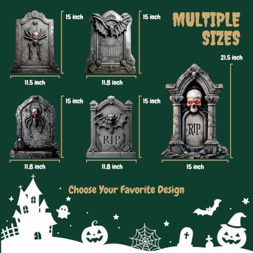 5 Pack Tombstone Halloween Decorations Plastic Yard Signs with Stakes