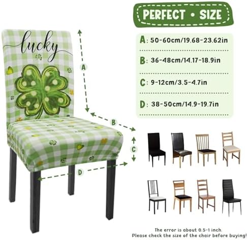 St. Patricks Day Chair Covers Set of 4 Green Shamrock Parsons Slipcovers