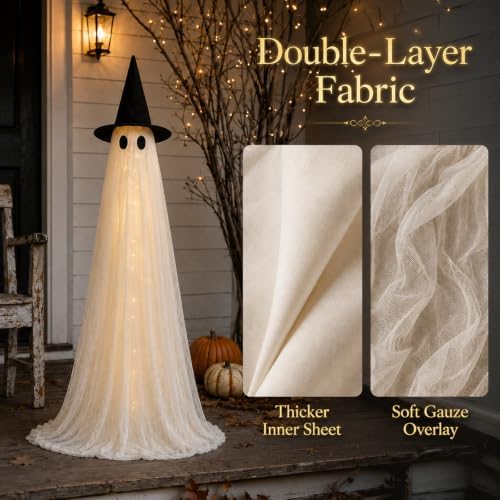 Halloween Decorations Outdoor 3 Pack Lighted Ghost-Family with Timer Remote