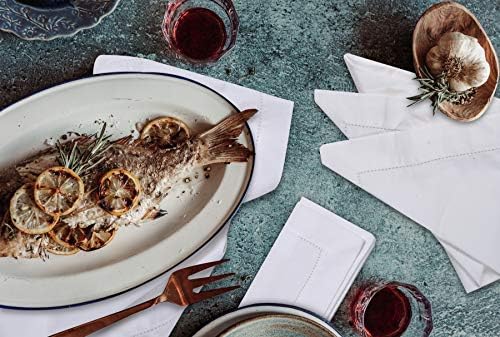 Lightnpro Decorative Hemstitched Cloth Dinner Napkins, 18x18 Inch White