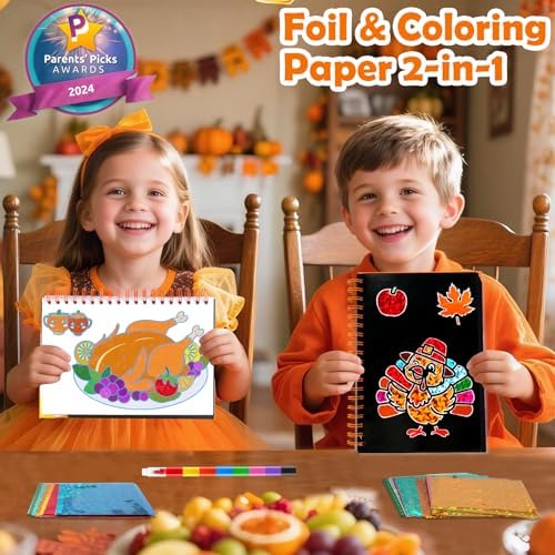 FUNNYB&G Foil Art Craft Kit for Kids, Thankgiving Crafts Gift Toy for Kids
