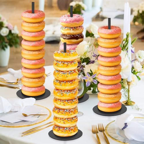 2 Pcs Metal Donut Display Stand Tower for Dessert Table, Black