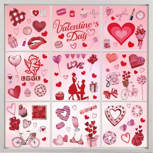 Valentines Day Window Clings for Glass Windows, Valentine's Day Decorations