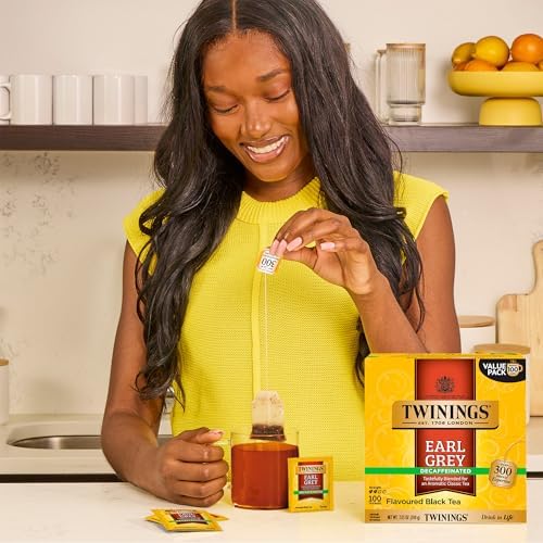 Twinings Decaffeinated Earl Grey Black Tea Individually Wrapped Bags, 100 Count (Pack of 1), Flavoured with Citrus and Bergamot, Enjoy Hot or Iced, 100 Teabags