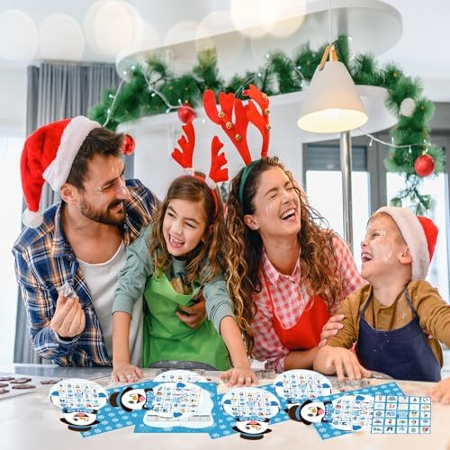 YQUQWN Winter Bingo Game, 24 Players Winter Snowman Bingo Cards Christmas Party Game for Family Classroom Office Holiday Favors Christmas Games Party Supplies