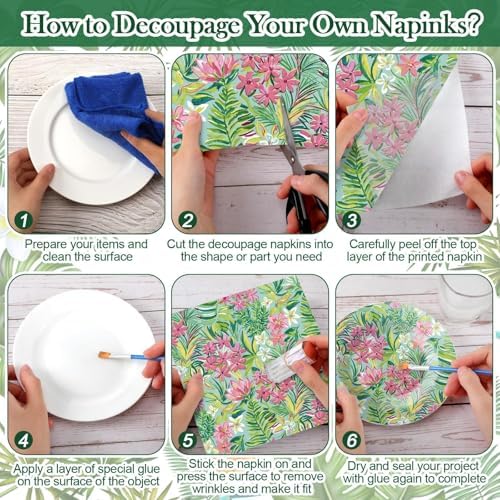 Yexiya 36 Sheet 12 Style Preppy Tropical Theme Paper Napkins for Decoupage