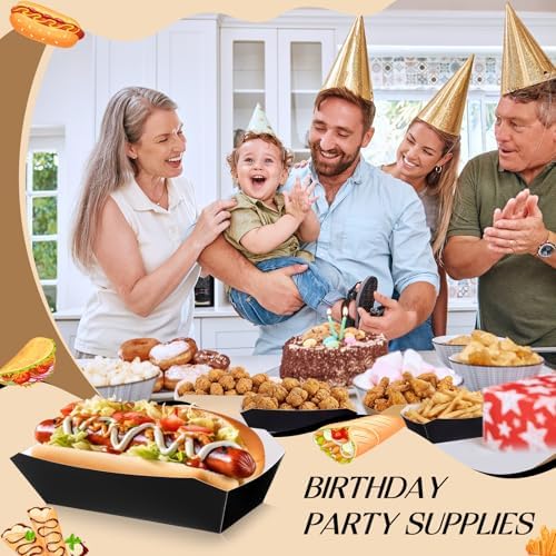 Yeaqee 100 Pcs 7" Paper Hot Dog Trays Disposable Food Nacho Boats