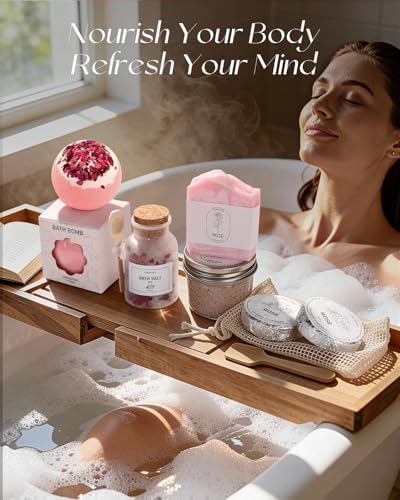 Rose Spa Gifts for Women - 12pc Self-care Spa Gift Basket
