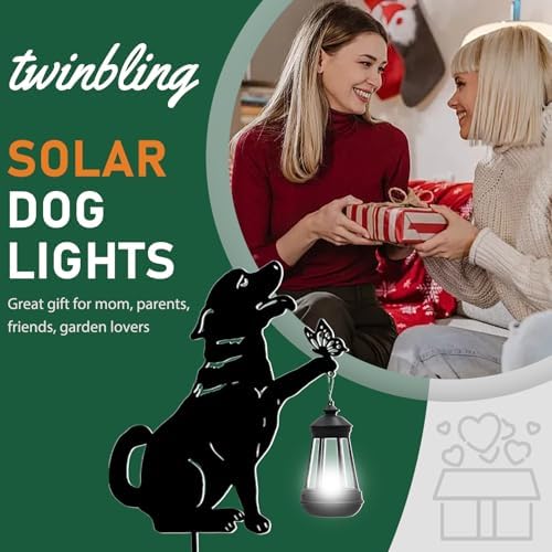 twinbling Solar Black Dog Lights Patio Decorations Outdoor