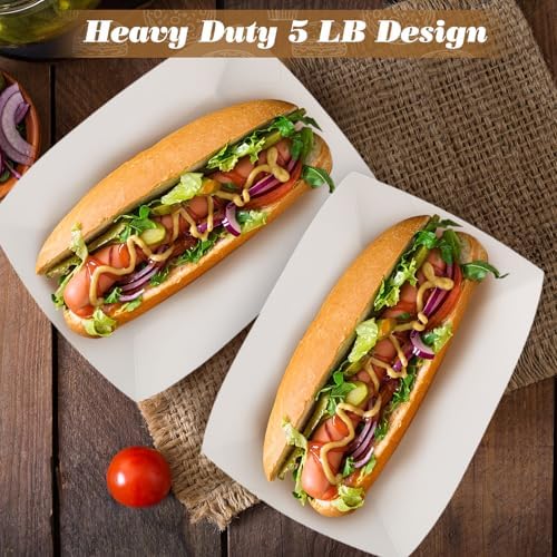 Sherr 200 Pcs 5 lb Kraft Paper Food Trays Boats Bulk, White