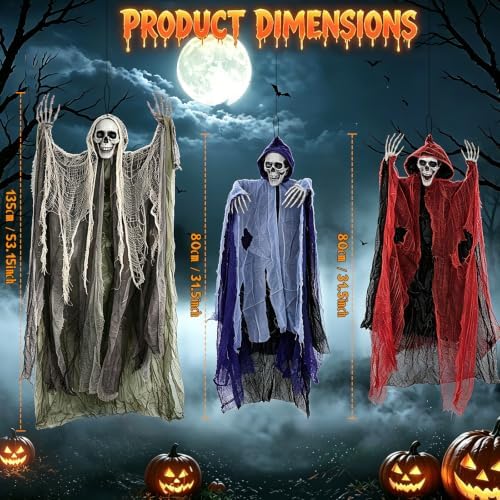 3 Pack Hanging Skeleton Ghosts Halloween Decorations Outdoor Yard Decor