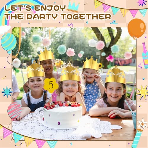 Nezyo 200 Pcs Gold Paper Crowns Bulk Birthday King Princess Crowns Gold Foil Party Crown Hats for Kids Students Classroom Celebration Baby Shower Photo Props Supplies