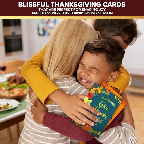 Decorably 18 Pack Foiled 5x7in Thanksgiving Cards Religious