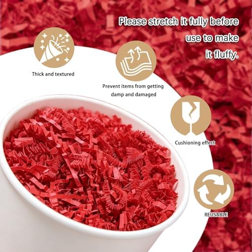 Zankubom 10 LB Red Crinkle Cut Paper Shred Filler Great for Gift Wrapping, Basket Fillers, Birthday, Gift Wrapping, Anniversary, Halloween Thanksgiving Christmas Party Decor Filling Supplies