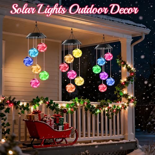 Winzwon Solar Wind Chimes, Hanging Rose Outside Garden Patio Yard Decor