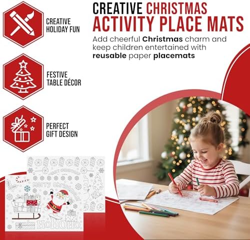 Iconikal 22-Pack Christmas Coloring Place Mats