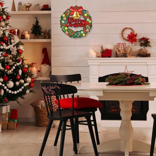 Sereliy 24 Pcs Christmas Coloring Wreath Crafts, Color Your Own Christmas Crafts, DIY Paper Xmas Wreath for Classroom Activities, Games. (Bell)